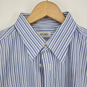 Ascot Chang Dress Shirt Button-down French Cuff Bespoke Stripe Blue White